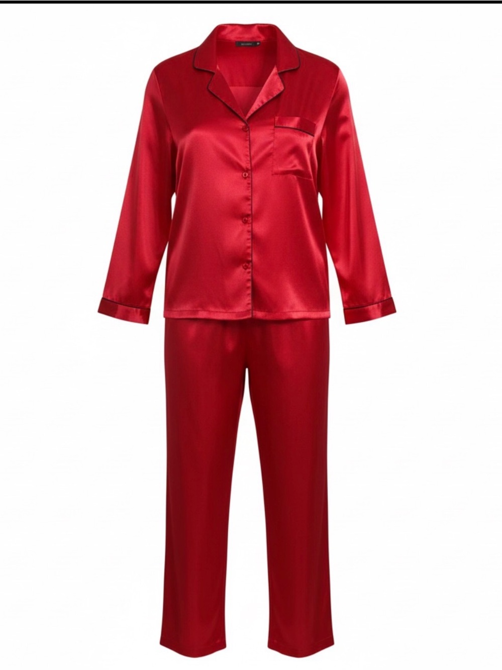 Women's M Satin Pajama Set - Lipstick Red Jones New York